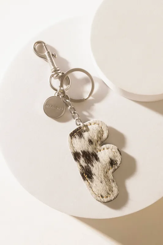 Alpha 'F' Hairon Bag Charm in Black & White sold by Myra Bag