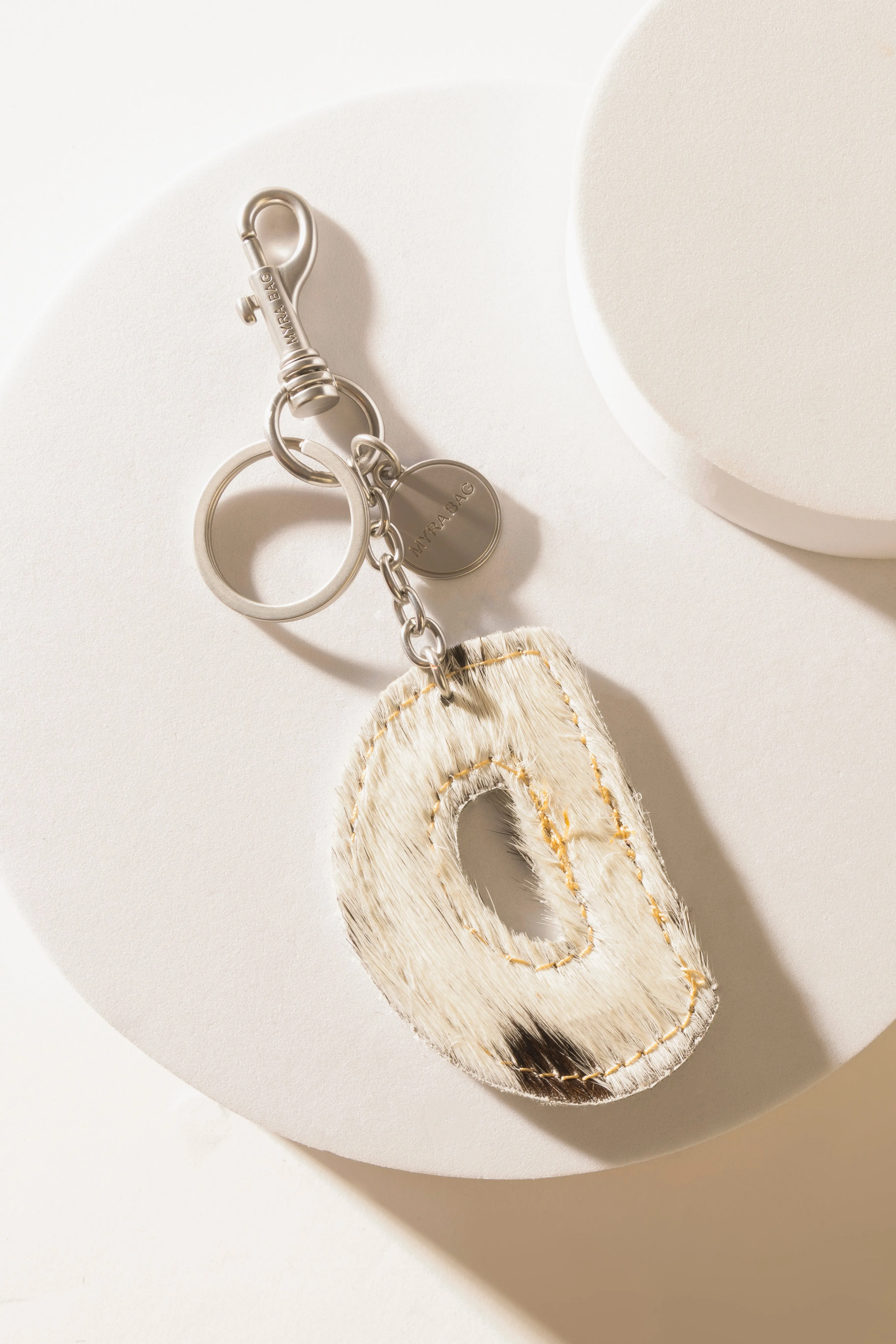 Alpha 'D' Hairon Bag Charm in Black & White sold by Myra Bag product image thumbnail 2