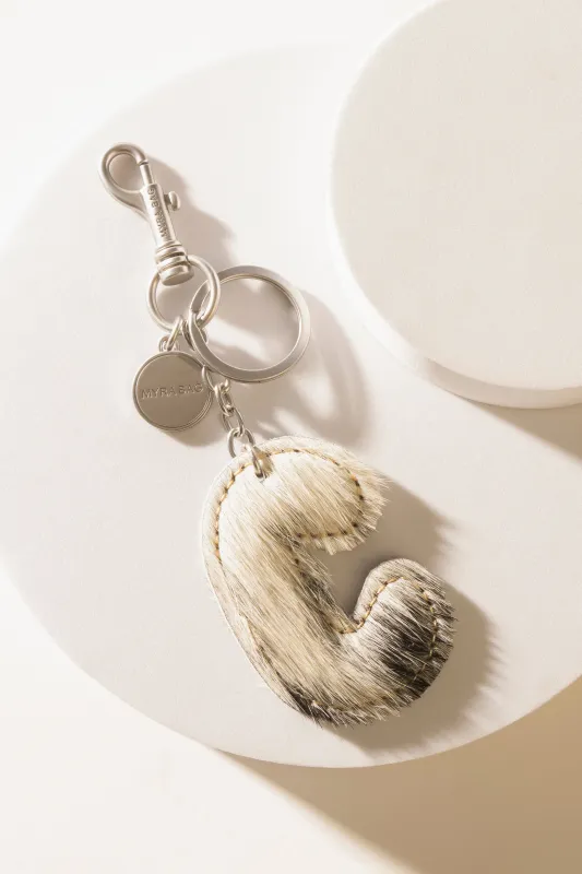 Alpha 'C' Hairon Bag Charm in Black & White sold by Myra Bag