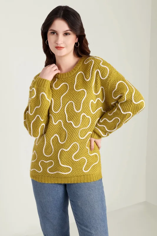 Twist of West Knitted Sweater in Yellow sold by Myra Bag