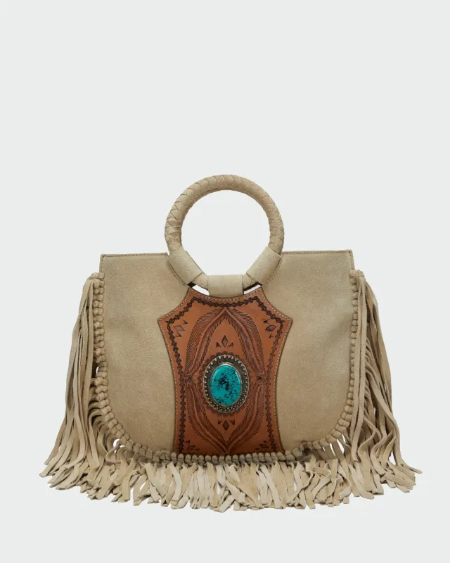 Loyal West Sedona Tassle Bag In Suede Leather sold by Myra Bag
