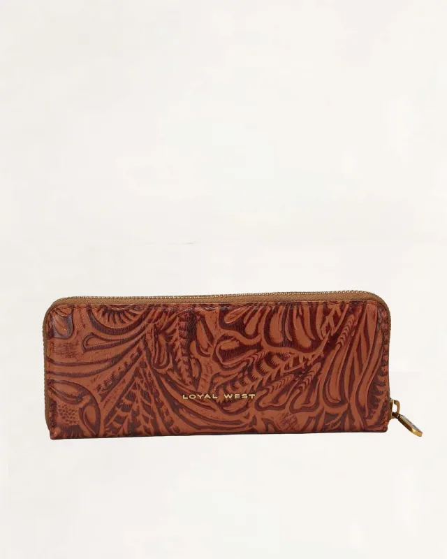 Loyal West Ranch Road Jewelerycase In Hand Finished Embossed Leather - Brown sold by Myra Bag