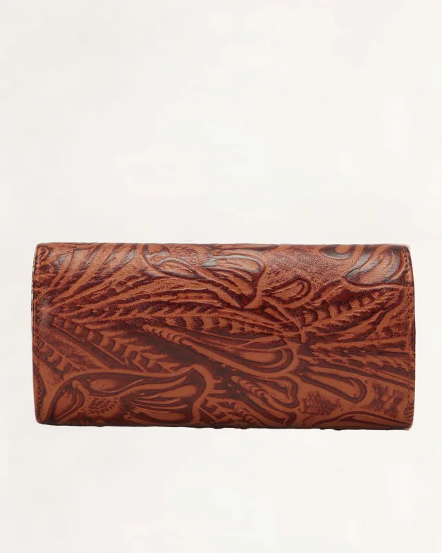 Loyal West Canyon Jewelery Case In Hand Finished Embossed Leather - Brown sold by Myra Bag