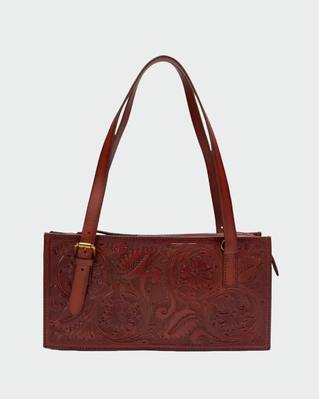 Loyal West Mivva Handtooled Mini Bag - Soft Walnut Leather sold by Myra Bag
