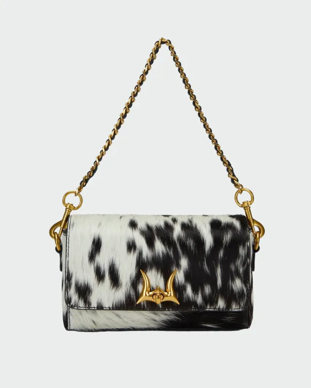 Loyal West Savi Mini Bag In Black & White Cowhide sold by Myra Bag