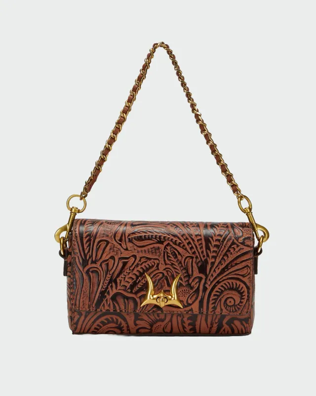 Loyal West Savi Mini Bag In  Hand Finished Embossed Leather - Brown sold by Myra Bag