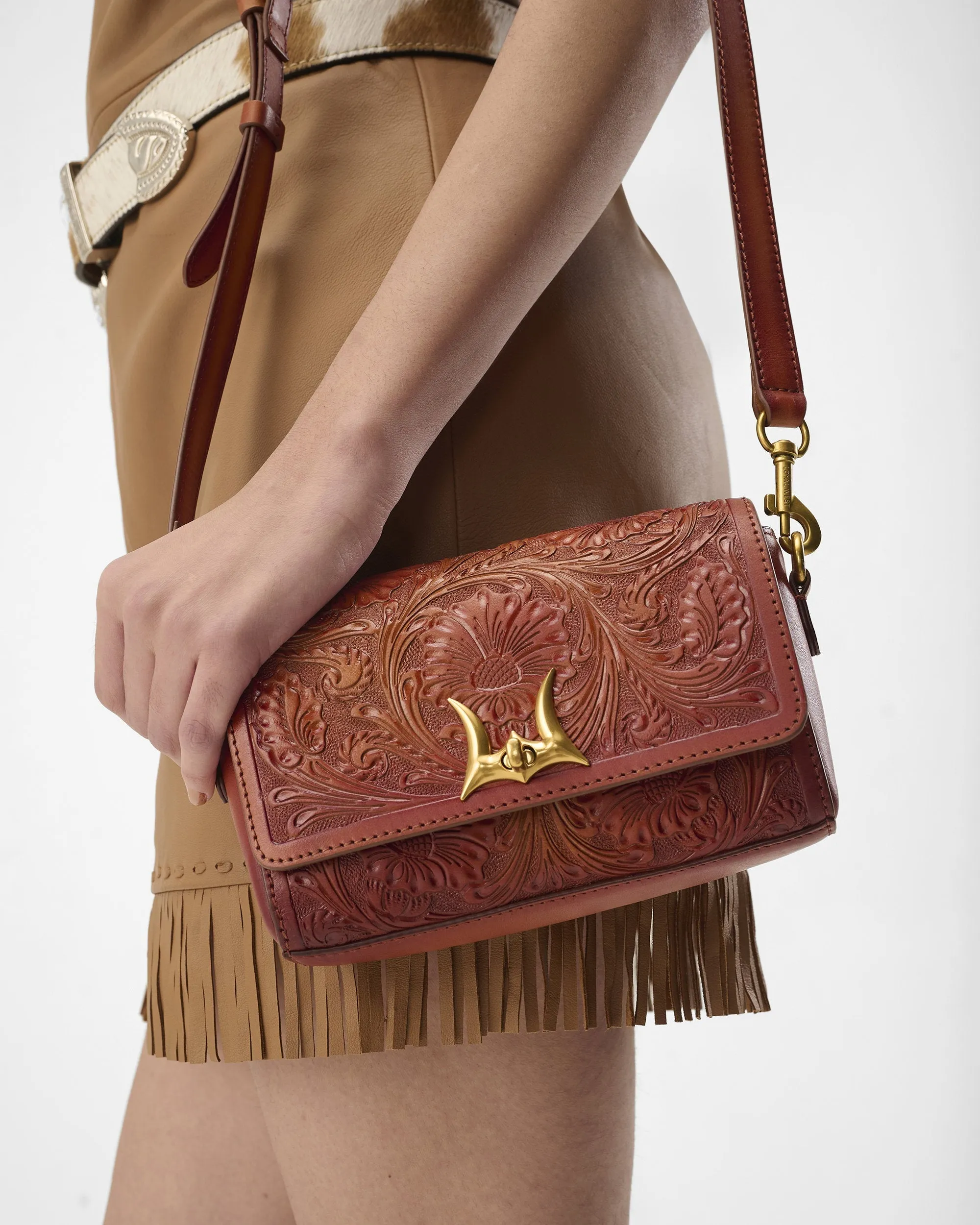 Loyal West Savi Mini Bag In Handtooled Leather sold by Myra Bag