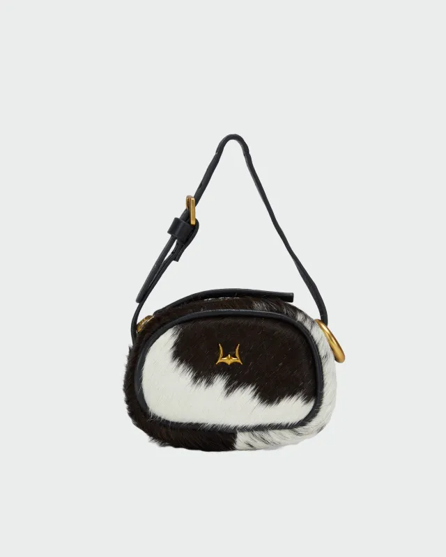 Loyal West Sophia Micro Bag Charm In Black & White Cowhide sold by Myra Bag