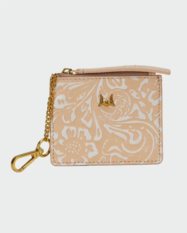 Loyal West Sophia Credit Card Holder In Hand Finished Embossed Leather -  White sold by Myra Bag