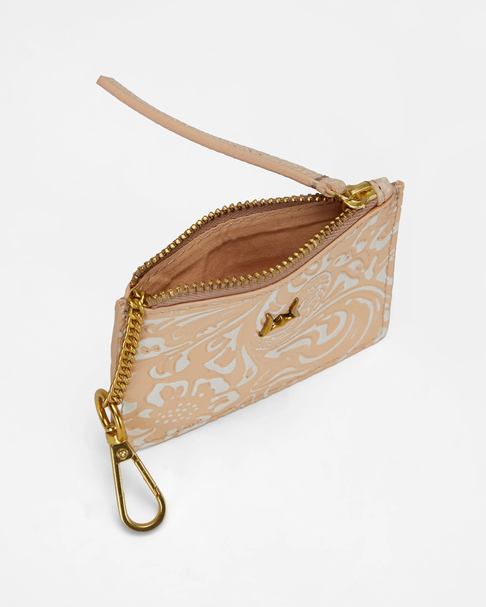 Loyal West Sophia Credit Card Holder In Hand Finished Embossed Leather - White sold by Myra Bag product image thumbnail 3