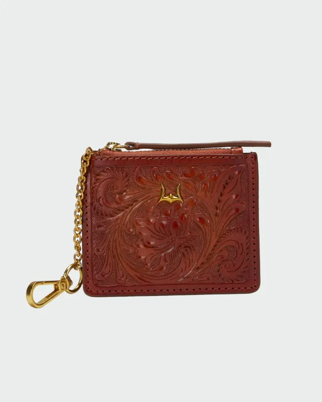 Loyal West Sophia Credit Card Holder In Handtooled Leather sold by Myra Bag