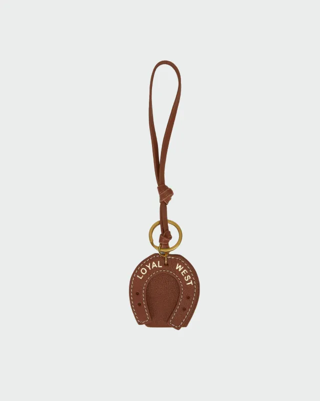 Loyal West Horse Shoe Bag Charm In Calf Leather - Tan sold by Myra Bag