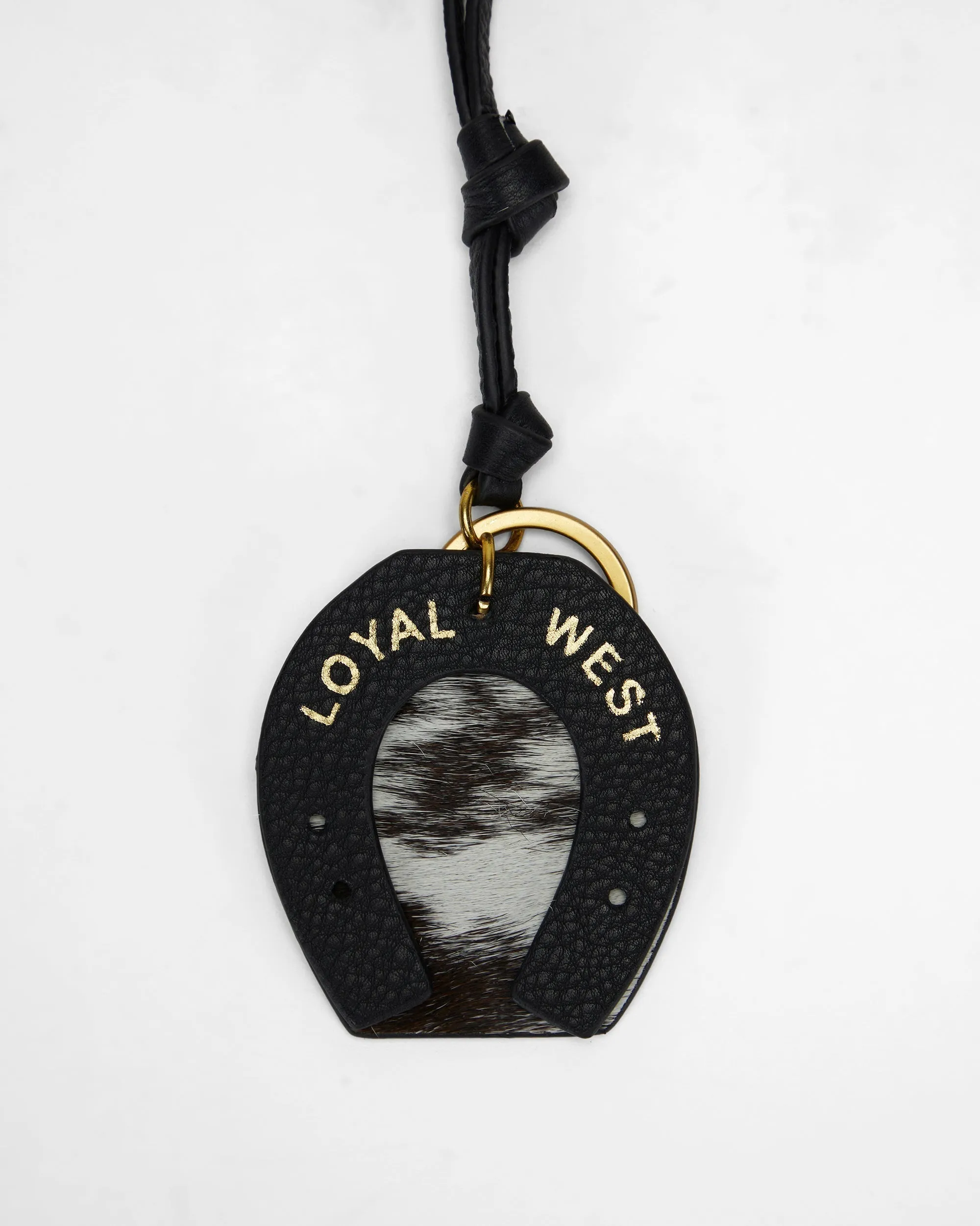 Loyal West Horse Shoe Bag Charm In Black & White Cowhide sold by Myra Bag product image thumbnail 4