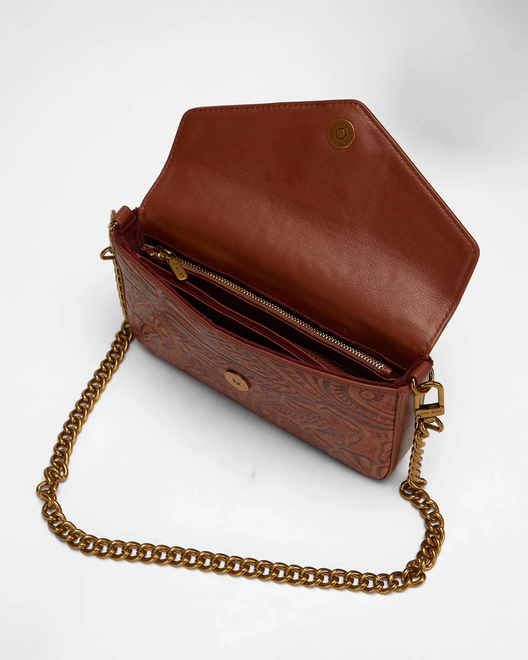 Loyal West On The Go Mini Chain Bag In Hand Finished Embossed Leather - Brown sold by Myra Bag product image thumbnail 4