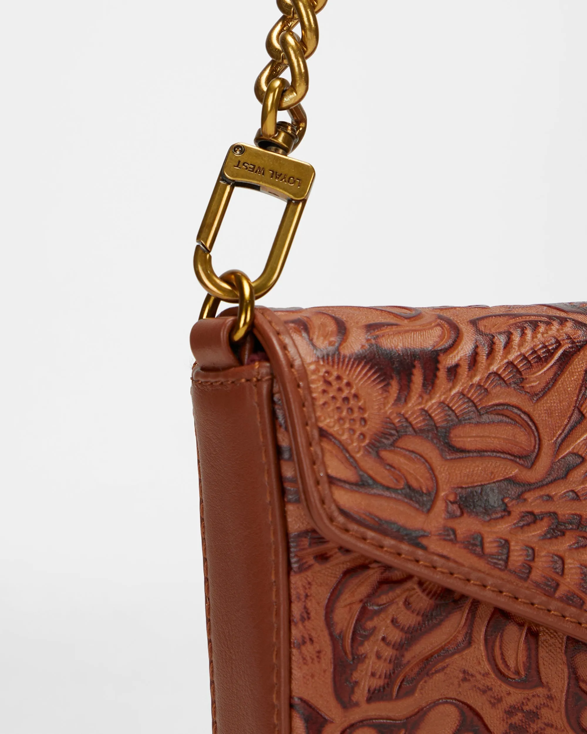 Loyal West On The Go Mini Chain Bag In Hand Finished Embossed Leather - Brown sold by Myra Bag product image thumbnail 5