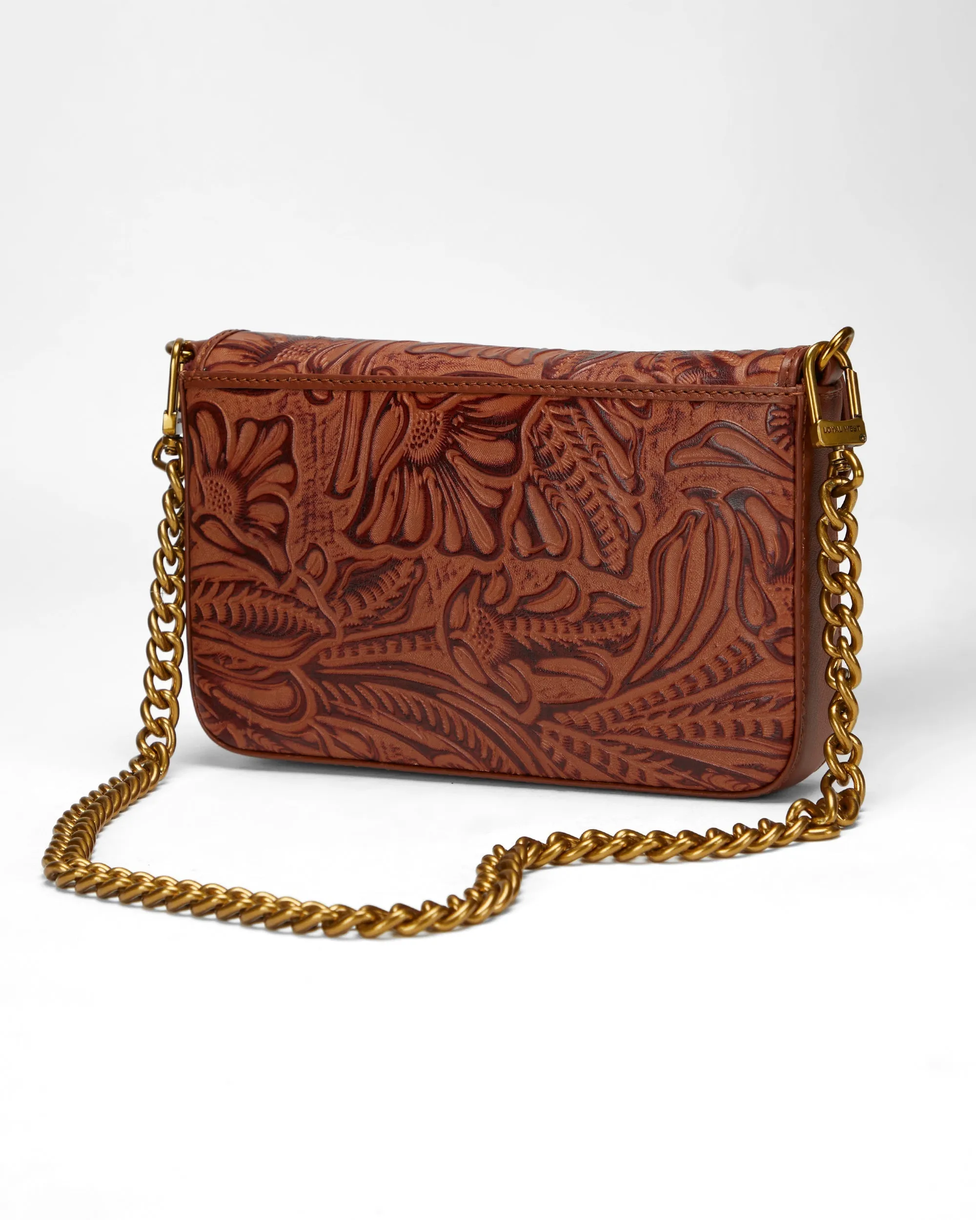 Loyal West On The Go Mini Chain Bag In Hand Finished Embossed Leather - Brown sold by Myra Bag product image thumbnail 3