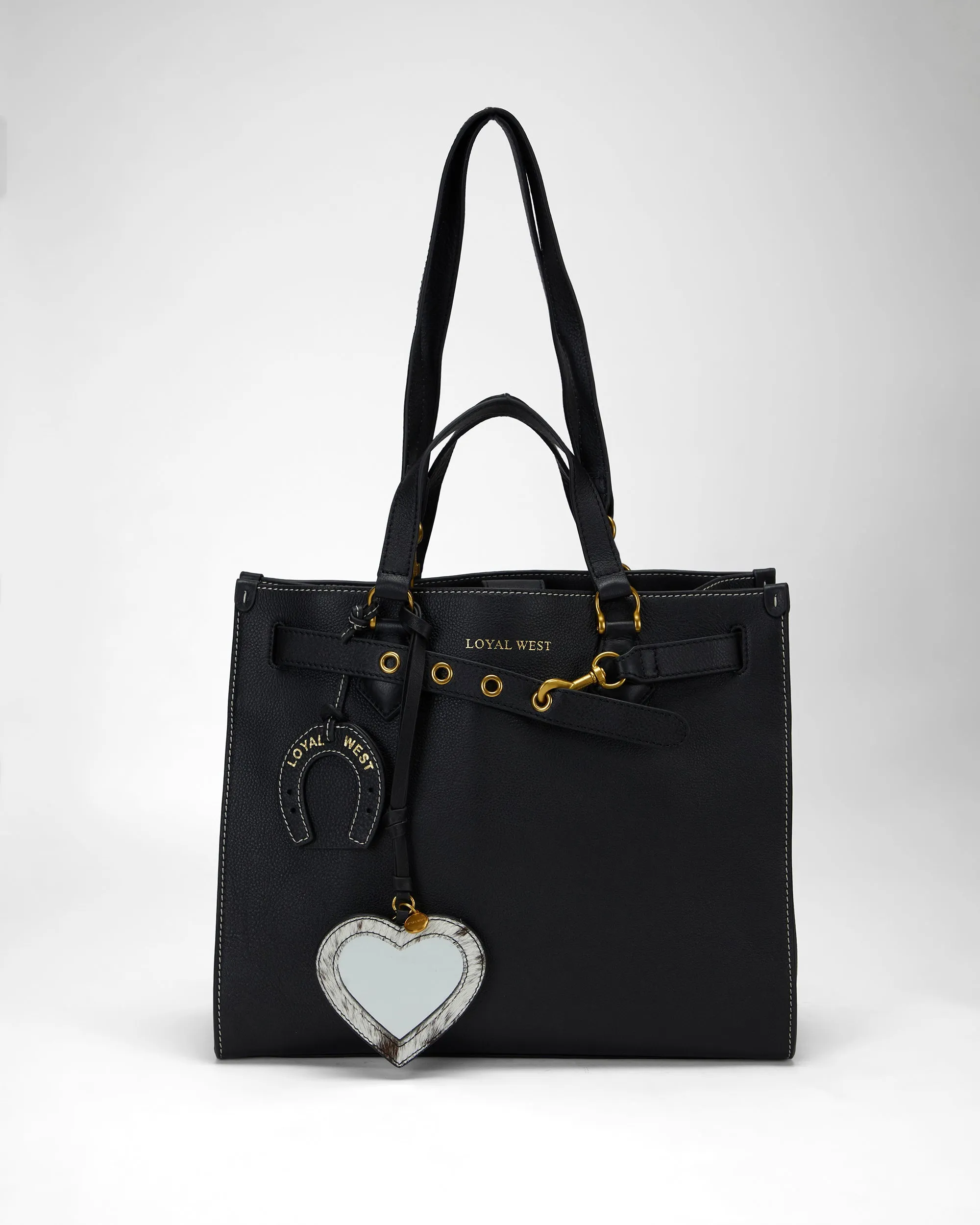 Loyal West Heart Shape Bag Charm In Black & White Cowhide sold by Myra Bag product image thumbnail 4