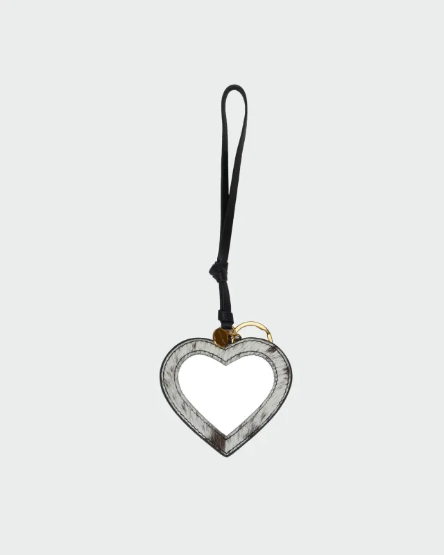Loyal West Heart Shape Bag Charm In Black & White Cowhide sold by Myra Bag