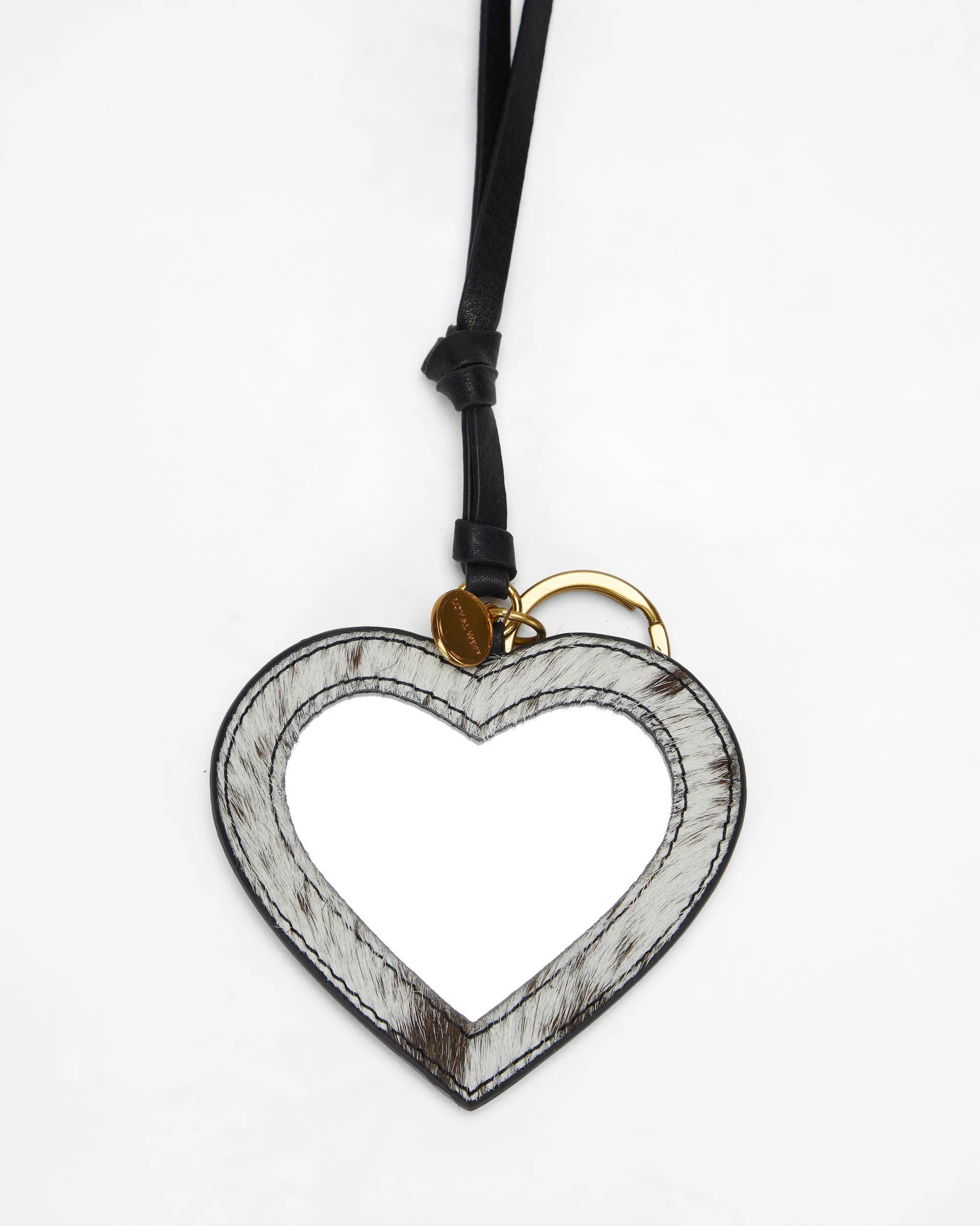 Loyal West Heart Shape Bag Charm In Black & White Cowhide sold by Myra Bag product image thumbnail 2