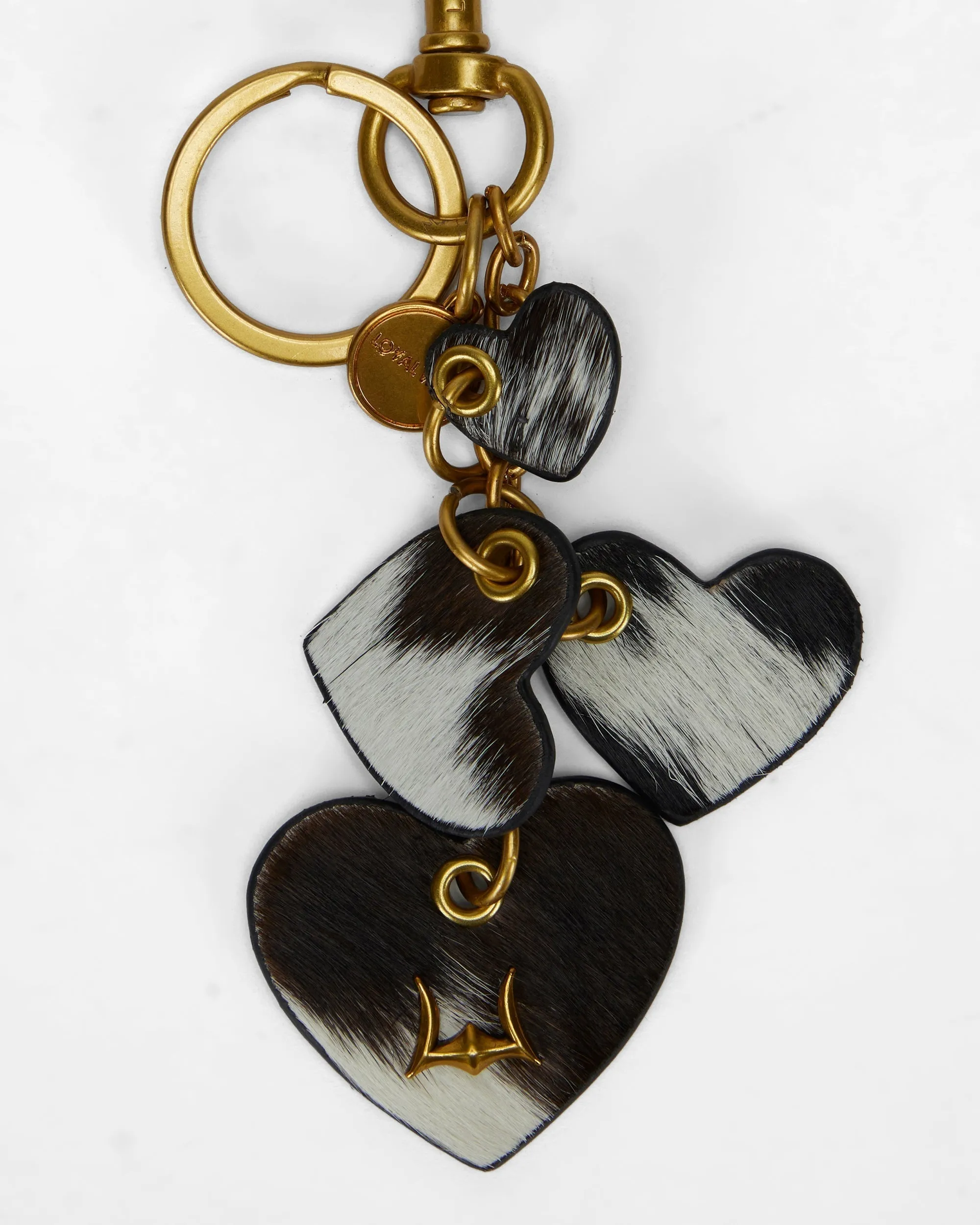 Loyal West Heart Shape Keychain In Black & White Cowhide Leather sold by Myra Bag product image thumbnail 4
