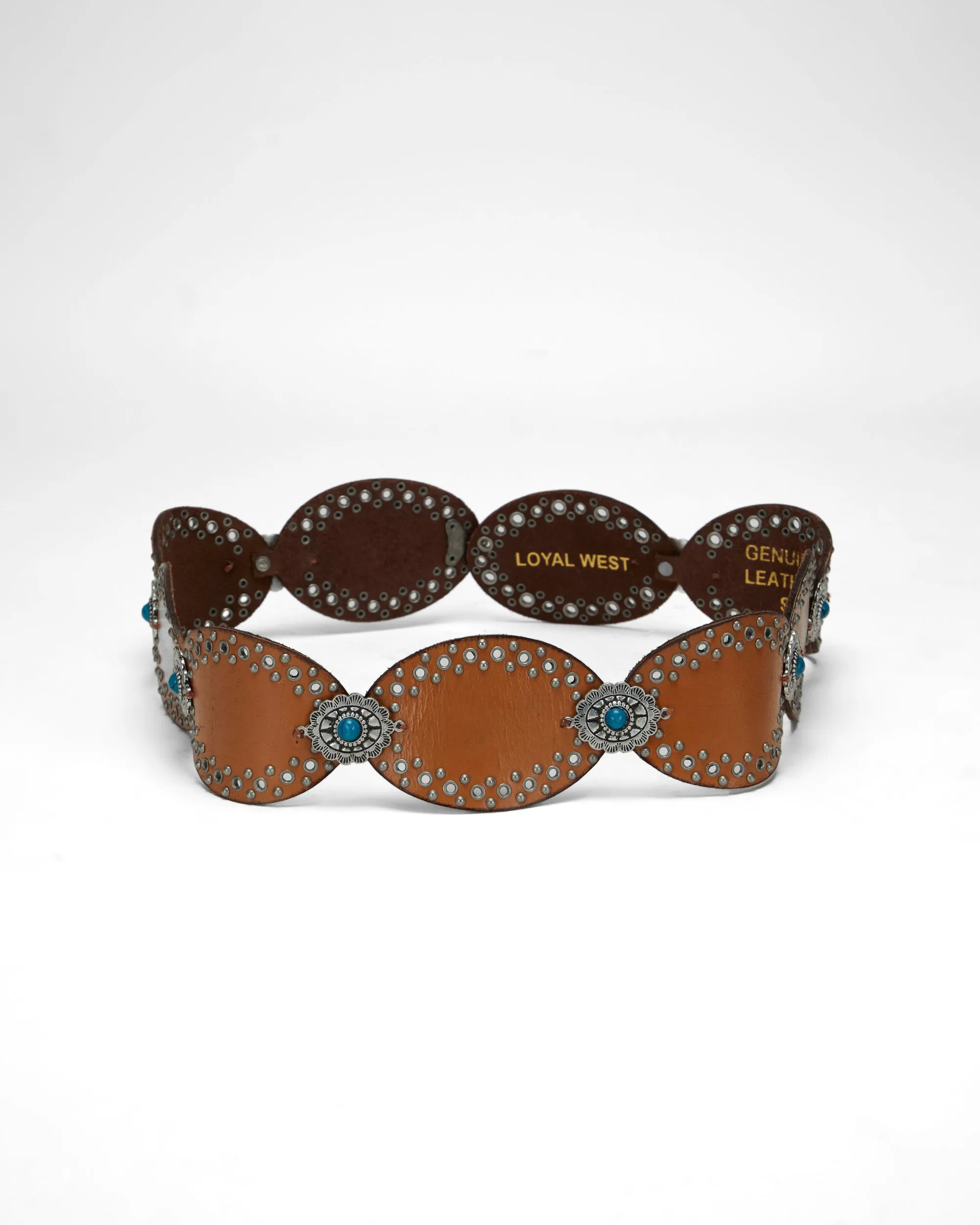 Loyal West Alta Buena Leather Belt In Calfskin-Brown sold by Myra Bag