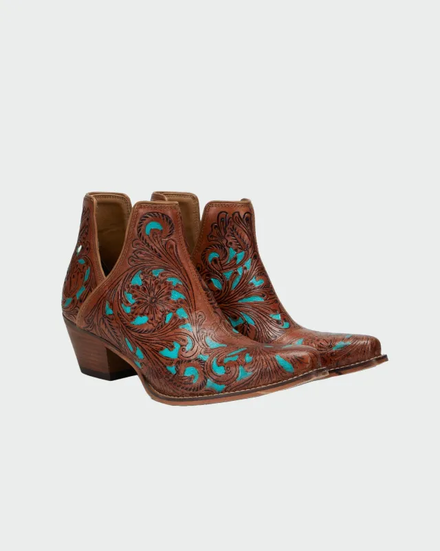 Loyal West Loyal West X Myra Handtooled Booties - Turquoise sold by Myra Bag