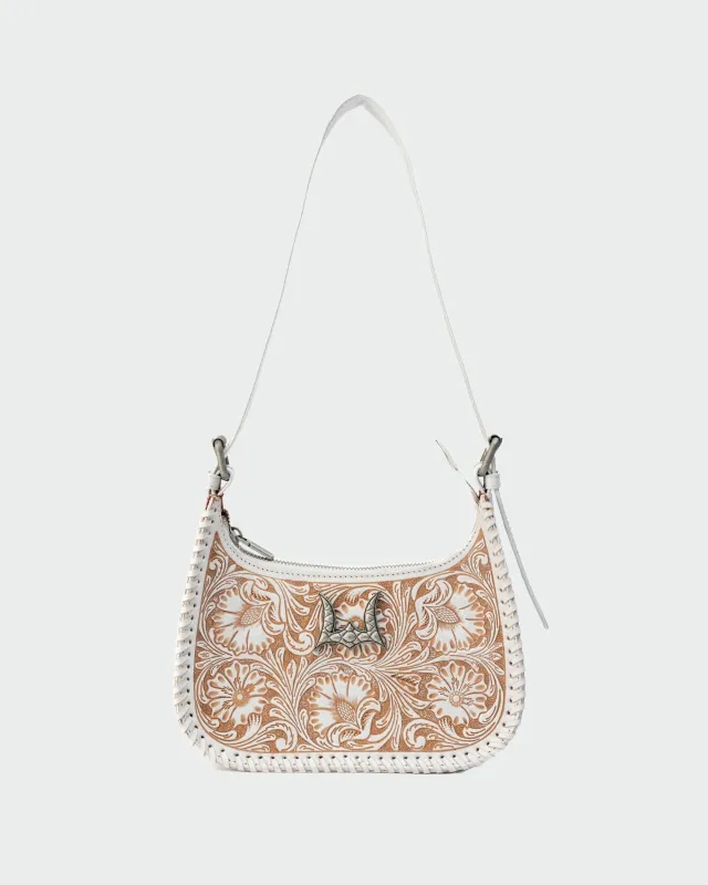 Loyal West Dannia Medium Purse - Ivory Dust Handtooled Leather And Calfskin sold by Myra Bag