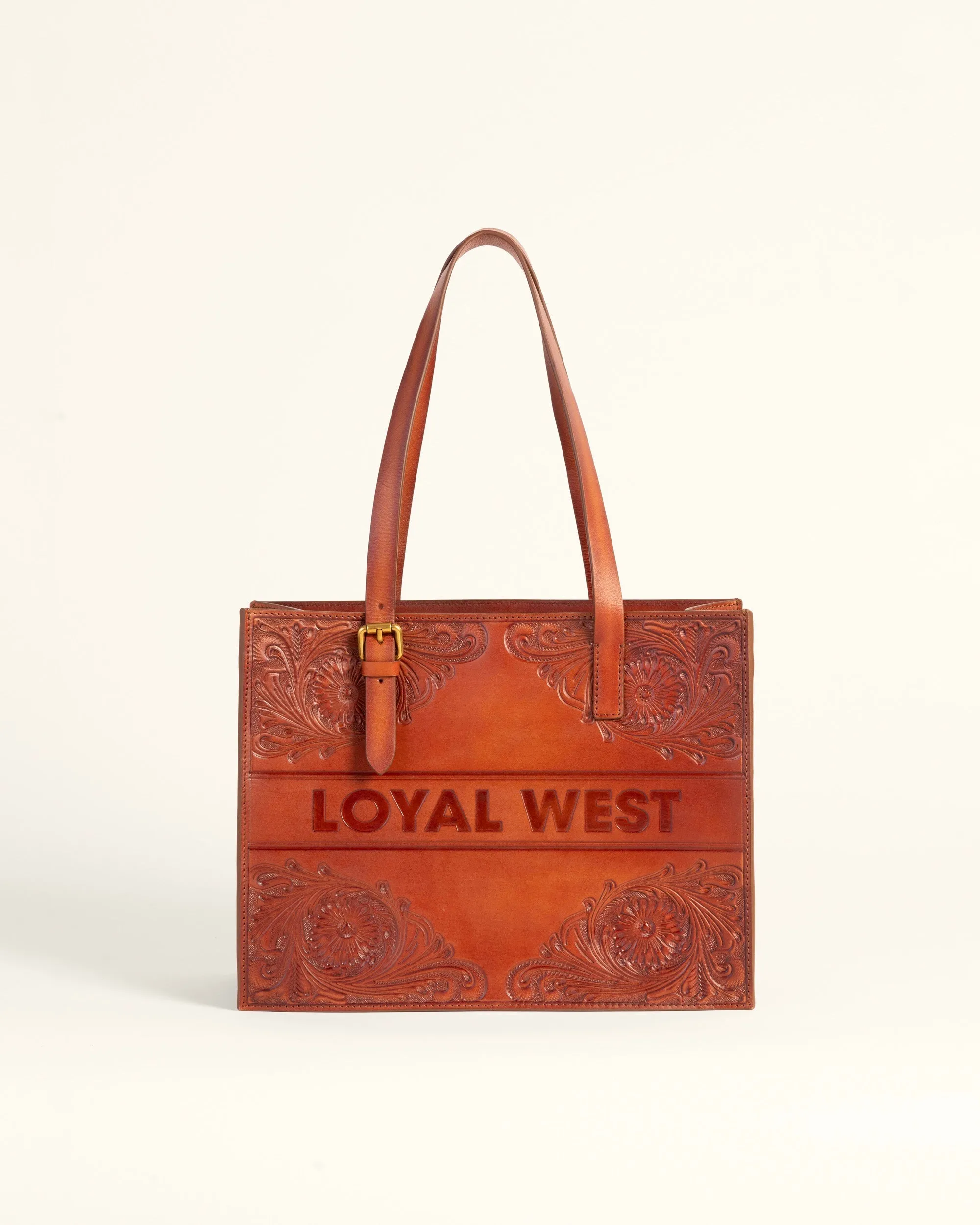 Loyal West Mivva Handtooled Medium Bag - Soft Walnut Leather sold by Myra Bag