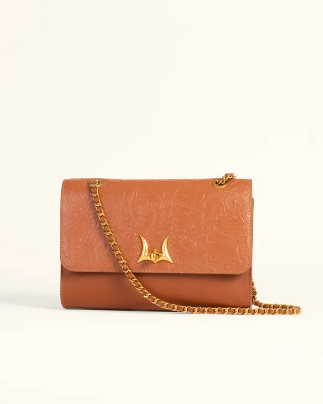 Loyal West Savi Small Embossed Leather Bag - Amber Glow sold by Myra Bag