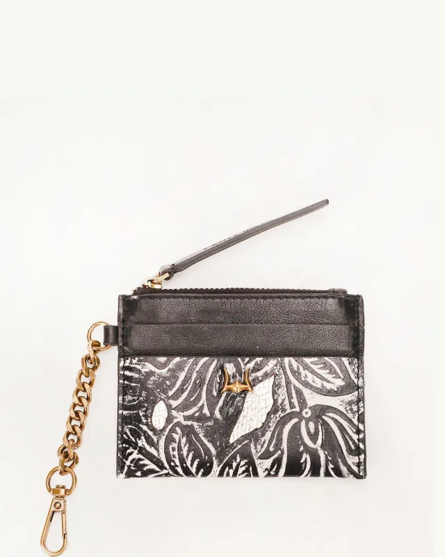 Loyal West Shell Credit Card Holder Black floral sold by Myra Bag