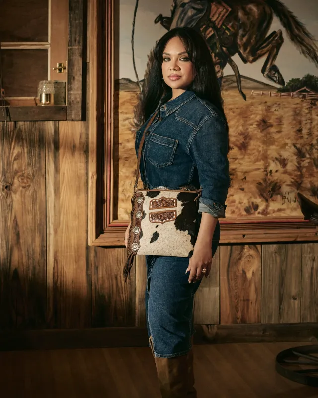 Loyal West Ranch Queen Cowhide Tassle-Bag sold by Myra Bag