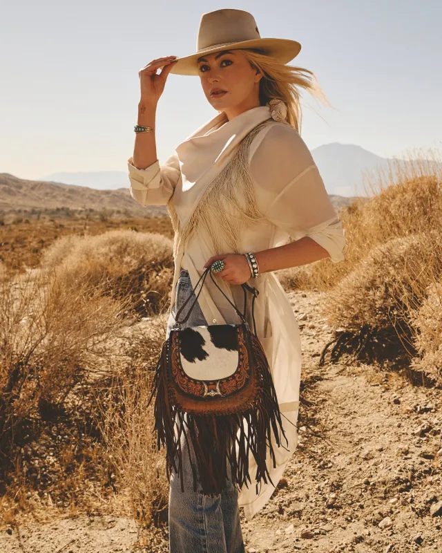 Loyal West Desert Dahilia Tassle Bag sold by Myra Bag