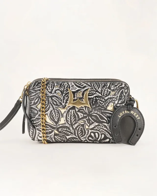 Loyal West Shell Mini Purse Black Floral sold by Myra Bag