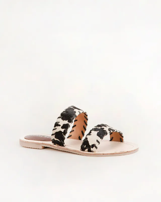 Loyal West Mesa Wanderer Sandals - Black And White Cowhide made by Myra Bag