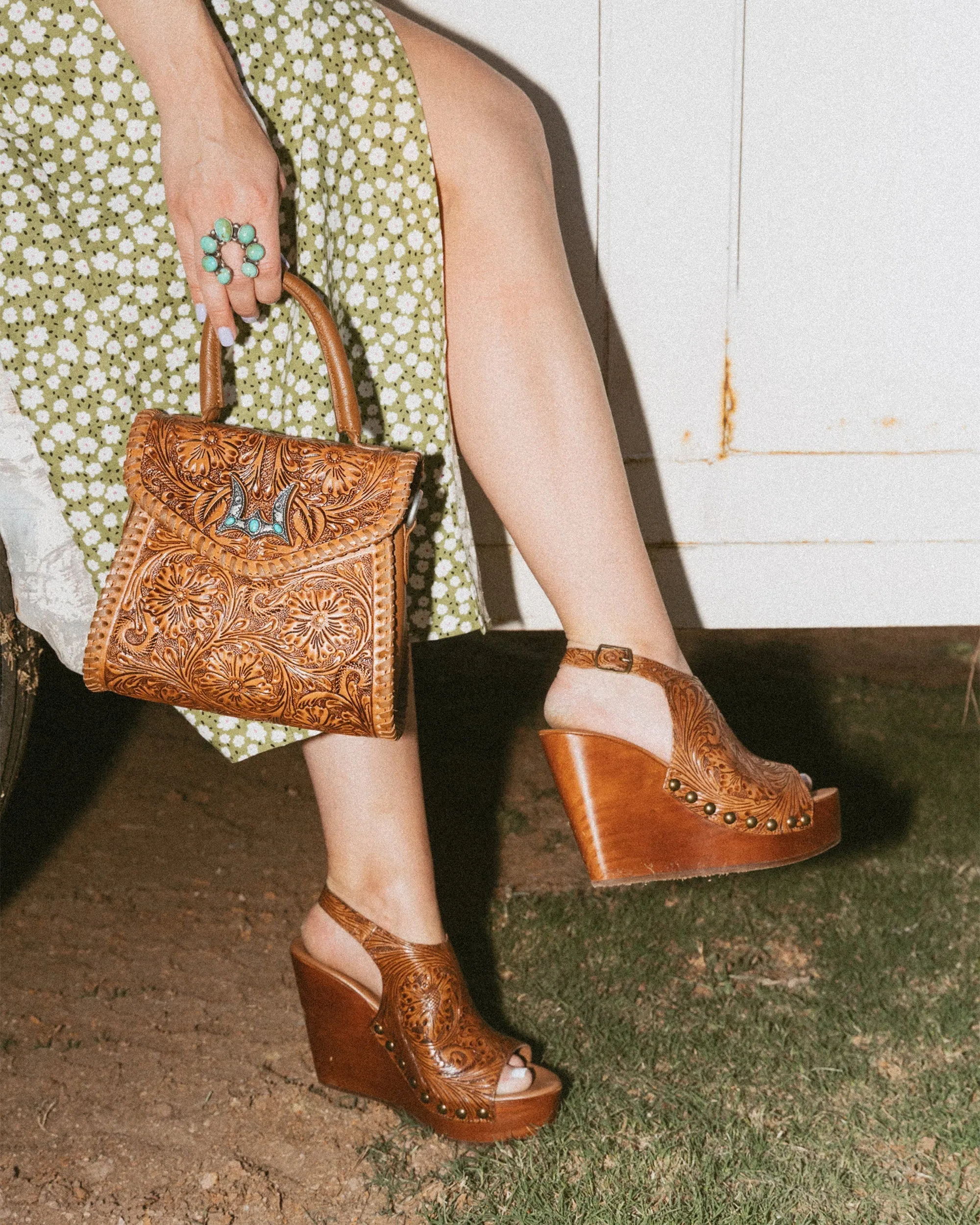 Loyal West Amelia Sandals Handtooled Leather sold by Myra Bag product image thumbnail 2