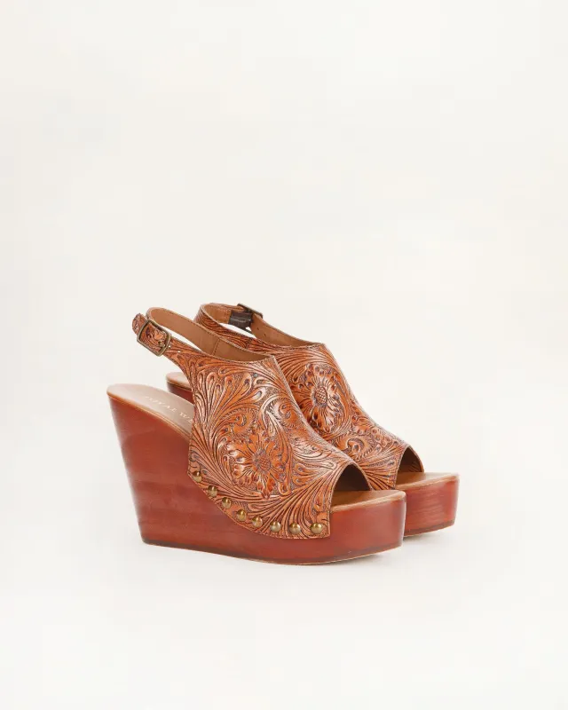 Loyal West Amelia Sandals Handtooled Leather sold by Myra Bag