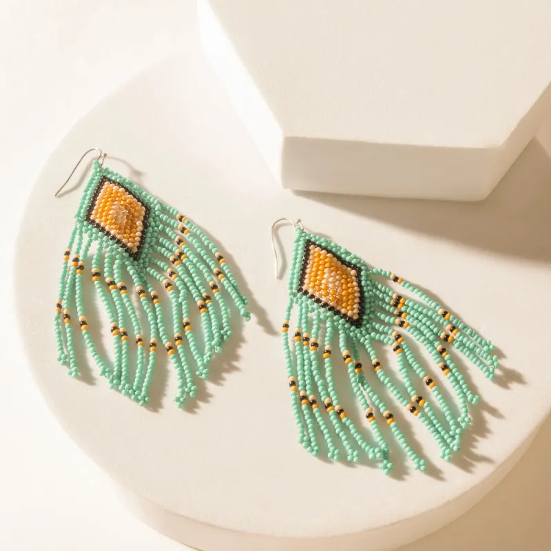 Dakota Diamond Earrings in Sky Teal sold by Myra Bag