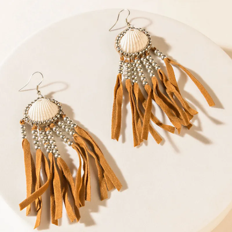 Shell & Saddle Earrings in Rodeo Brown sold by Myra Bag