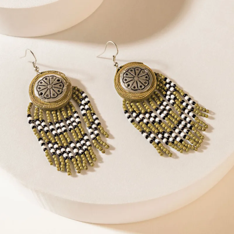 Cheyenne Drop Earrings in Char Black sold by Myra Bag