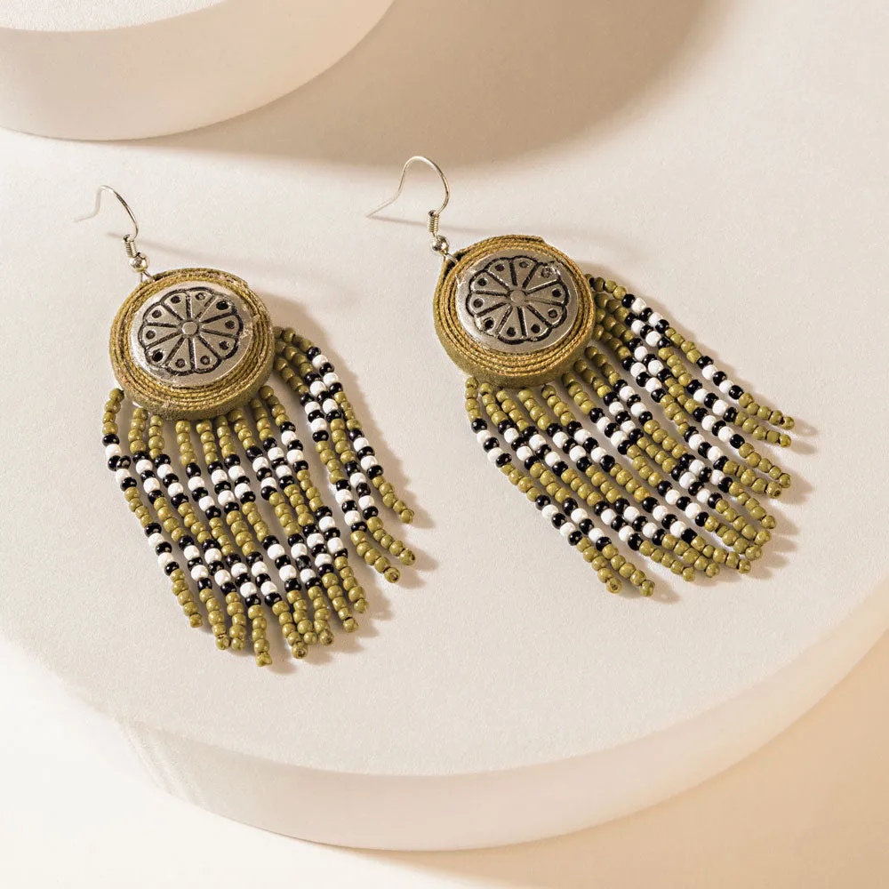 Cheyenne Drop Earrings in Char Black sold by Myra Bag