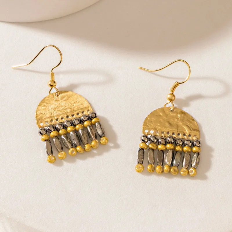 Half Moon Bloom Earrings in Prairie Brass sold by Myra Bag