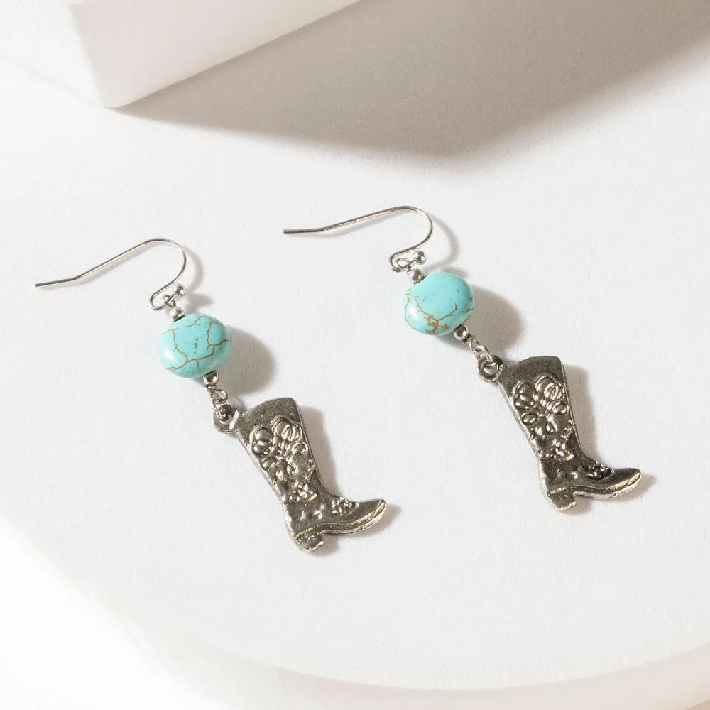 Boots Before Noon Earrings in Sky Teal sold by Myra Bag