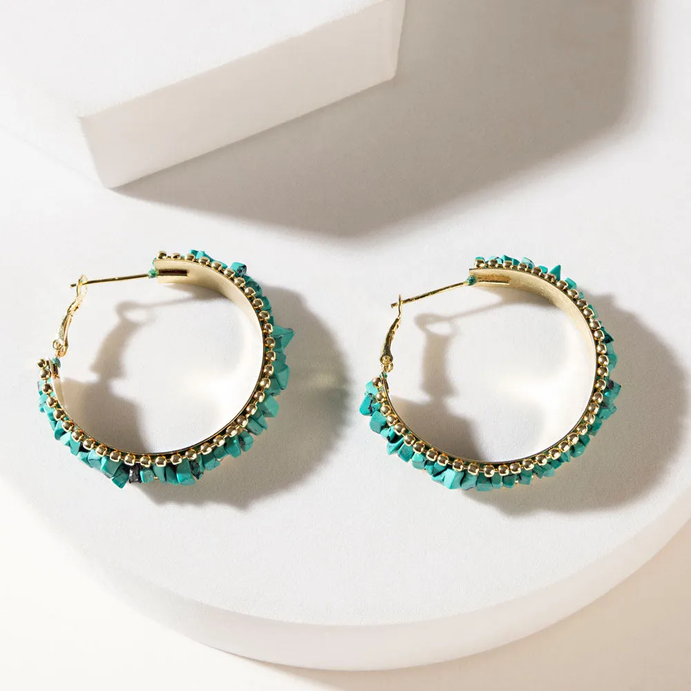 Howlite Halo Earrings in Mineral Teal sold by Myra Bag