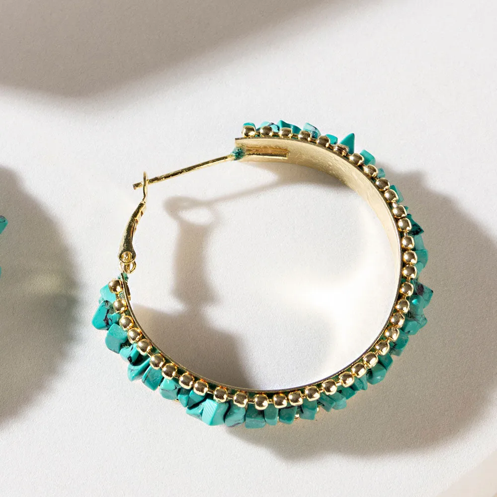 Howlite Halo Earrings in Mineral Teal sold by Myra Bag product image thumbnail 3