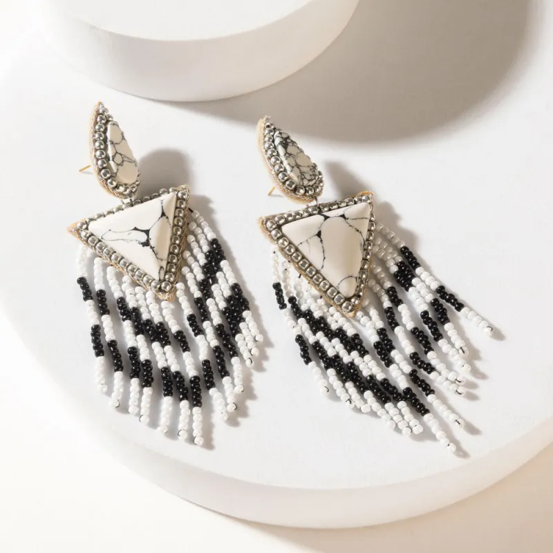 Chevrun Wild Earrings in Salt & Smoke sold by Myra Bag