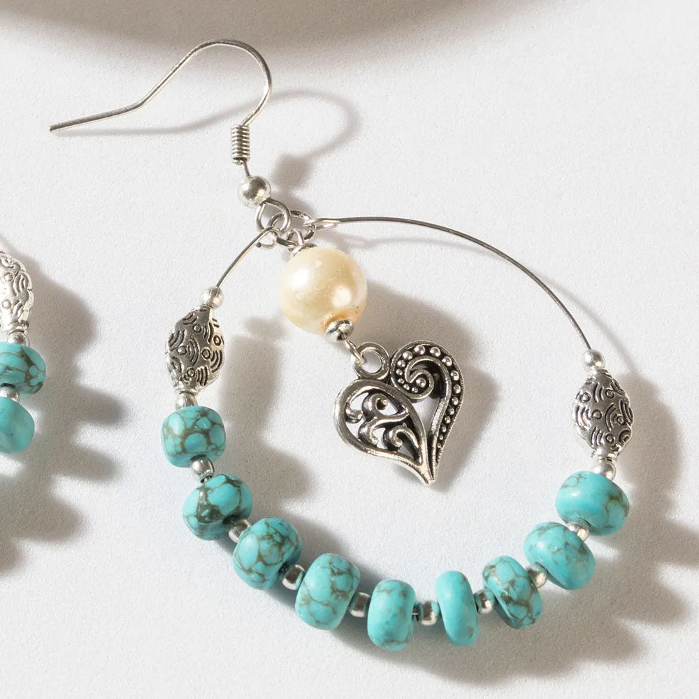 Wild Bloom Heart Earrings in Ranch Teal sold by Myra Bag product image thumbnail 2