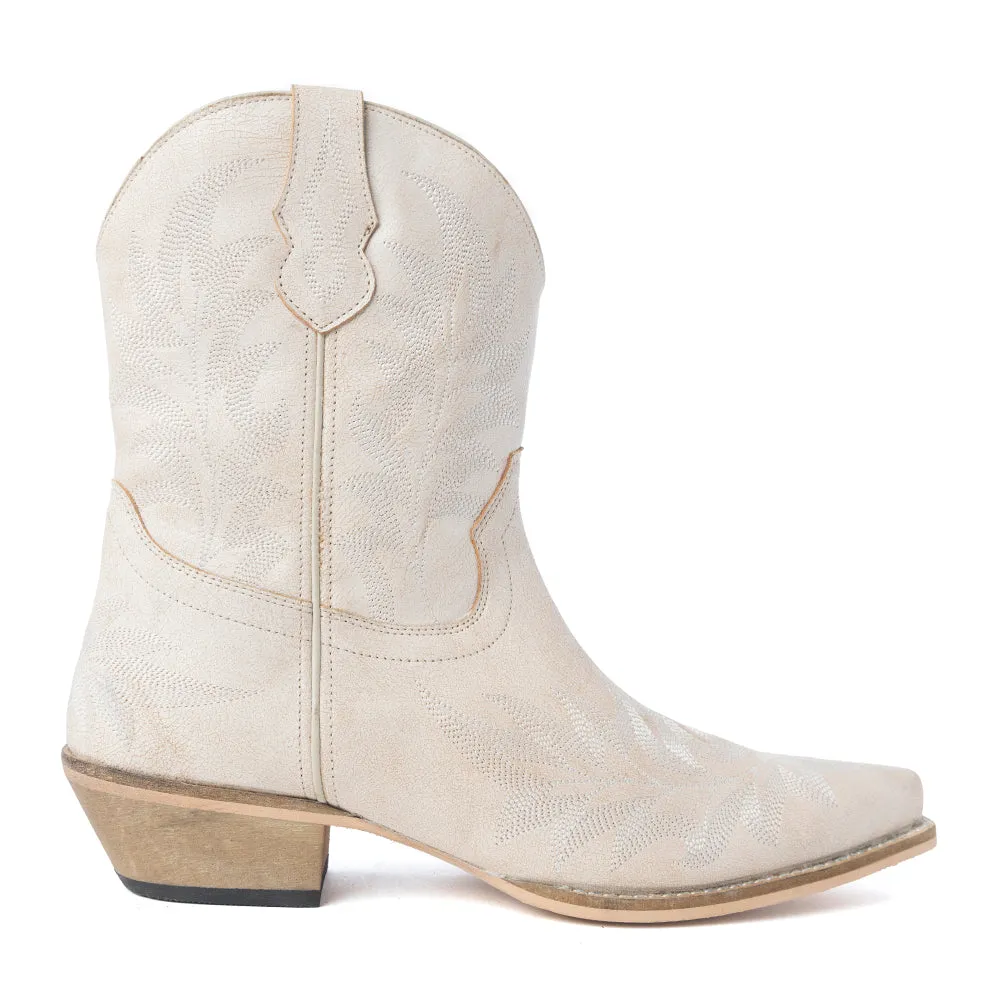 Desert Pearl Ankle Boots in Cream sold by Myra Bag