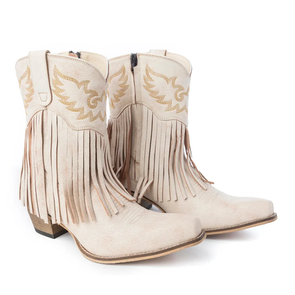 Desert Angel Fringe Booties in White sold by Myra Bag product image thumbnail 2