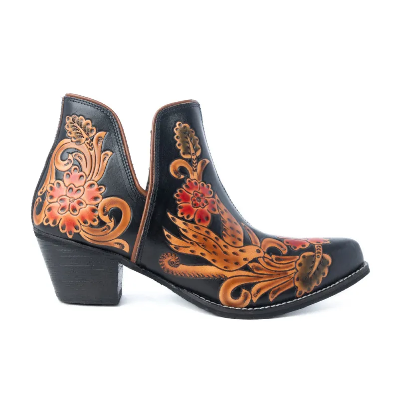 Midnight Desert Rose Booties in Black sold by Myra Bag