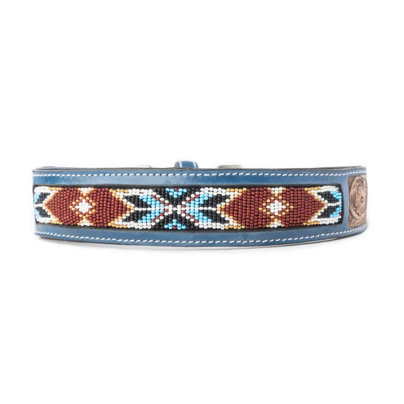 Running Free Beaded Heritage Dog Collar in Brown sold by Myra Bag